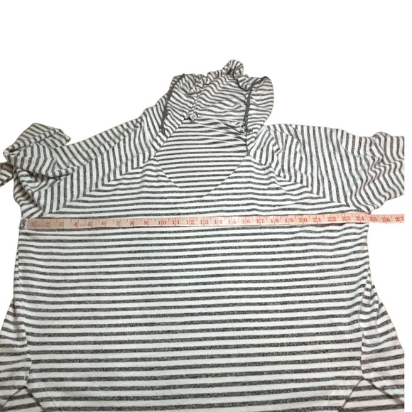 LUCKY BRAND Super Soft Grey / Cream Striped Hoodie Long Sleeve US Sz L - Picture 6 of 10